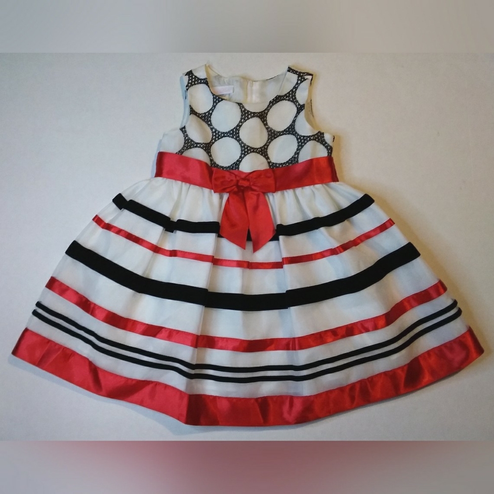 Bonnie Baby 18 mo dress white/black/red sp occasion